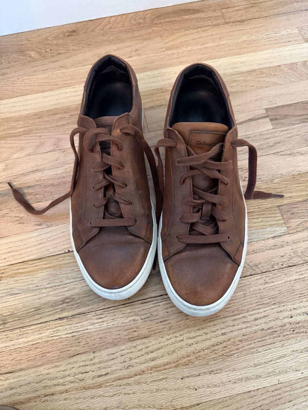 To Boot New York Brown Leather Low-Top Sneakers with White Soles